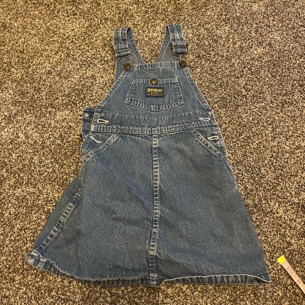Vintage OshKosh B'Gosh Vestbak Overall Dress Denim Jumper 5/6 Made in USA‎ 90s